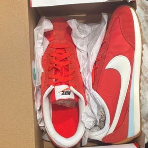 Nike Red Retro Runner Sneakers with White Swoosh